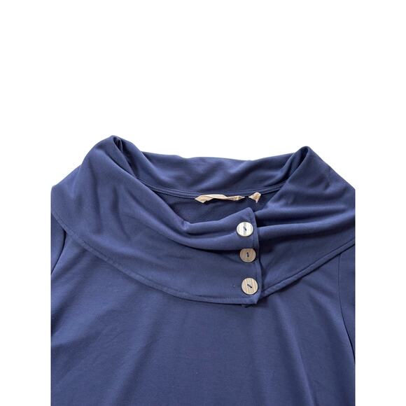 Soft Surroundings knit cowl neck tunic 3/4 sleeves pocket Staple Med Minimalist - Picture 5 of 8